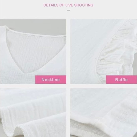 Ladies white size M Dokotoo light weight ruffle top. - Picture 5 of 13
